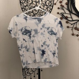 PACSUN White and blue casual tie dye t-shi…